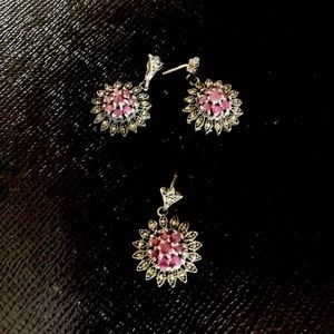 Matching Silver/Purple Sapphire Earrings/Necklace